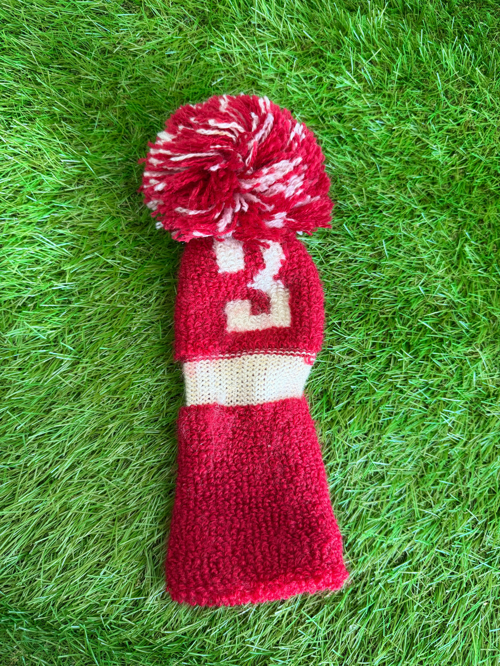 Vintage Knitted 3 Wood Headcover - Red