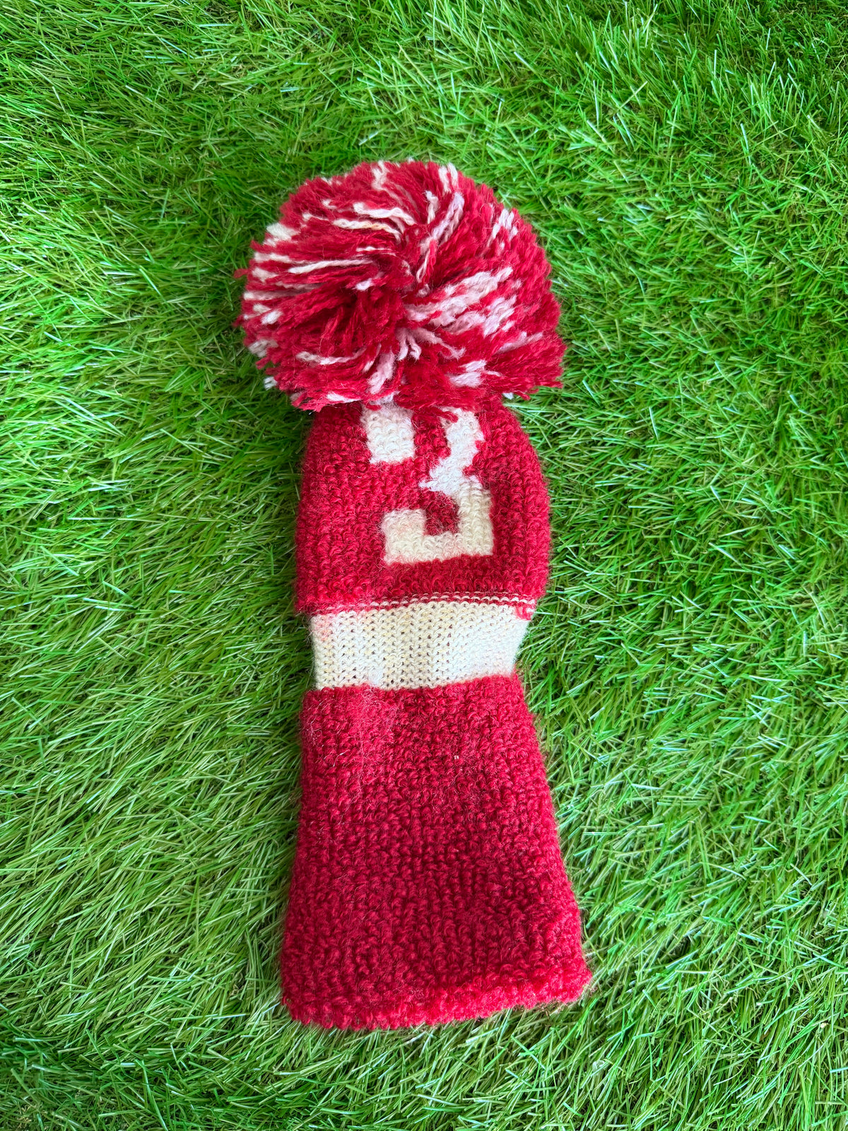 Vintage Knitted 3 Wood Headcover - Red