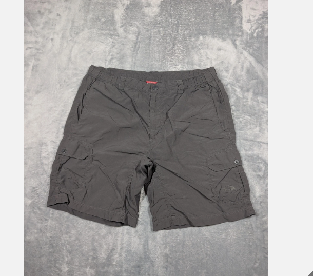The North Face Shorts Mens Large Gray 9 Inch Inseam Cargo Elastic Waist Hiking