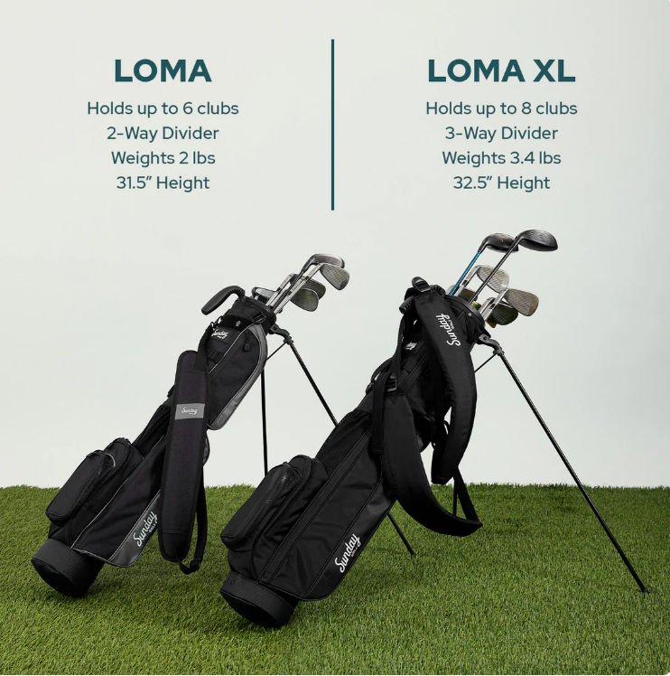 Sunday Golf Loma XL Stand Bag 3-Way Full Length Dividers 3.4lbs Double Strap