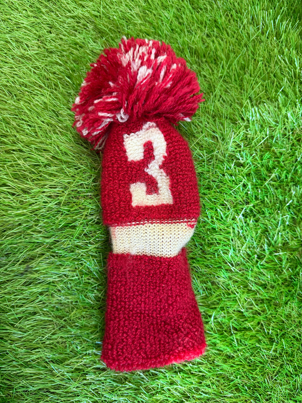 Vintage Knitted 3 Wood Headcover - Red