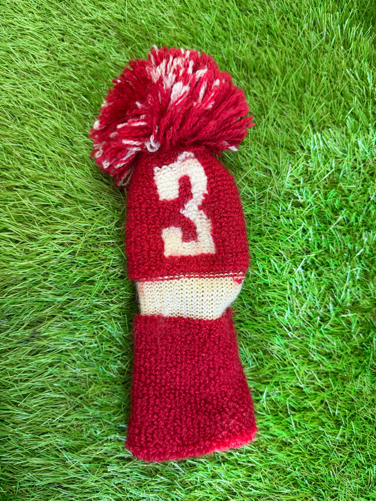 Vintage Knitted 3 Wood Headcover - Red
