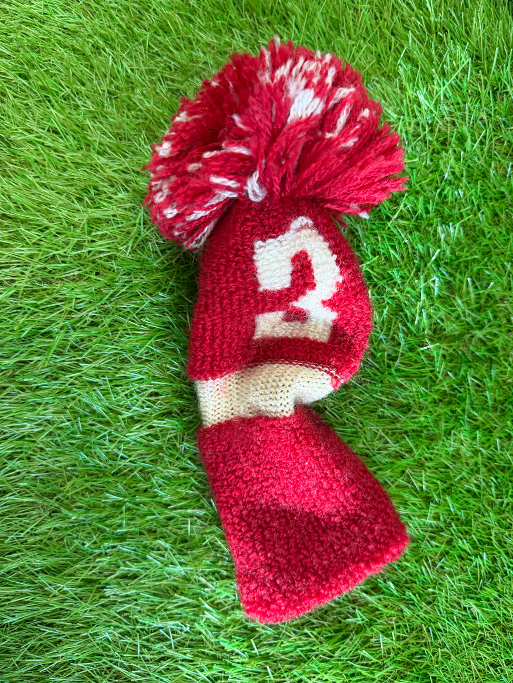 Vintage Knitted 3 Wood Headcover - Red