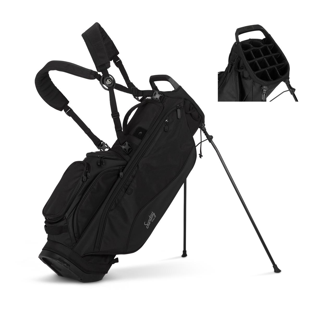 Sunday Golf Ryder 14 Matte Black Full Size Stand Bag