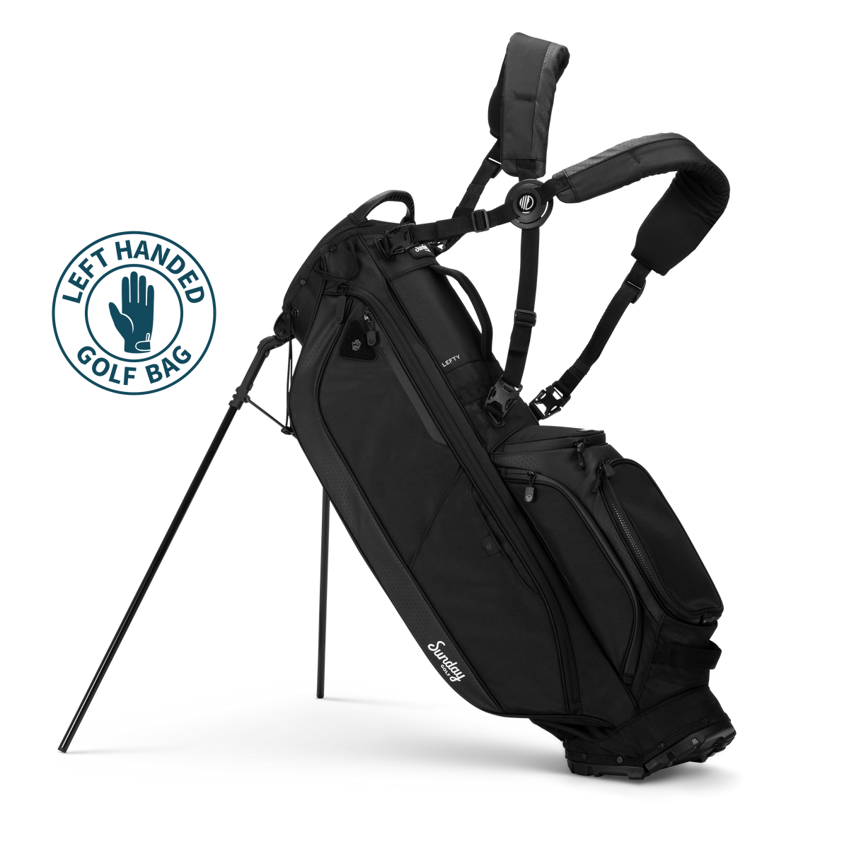 Sunday Golf Ryder Lefty Matte Black Full Size Stand Bag